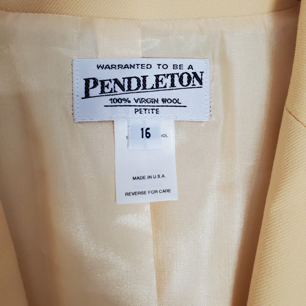 Pendleton Skirt & Blazer Set Women's Size 16 Petite 100% Virgin Wool Yellow EUC - Picture 2 of 15